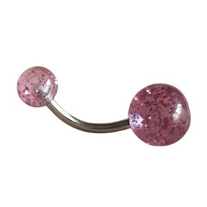 Clear Sparkly Pink Belly Button Ring 💗✨